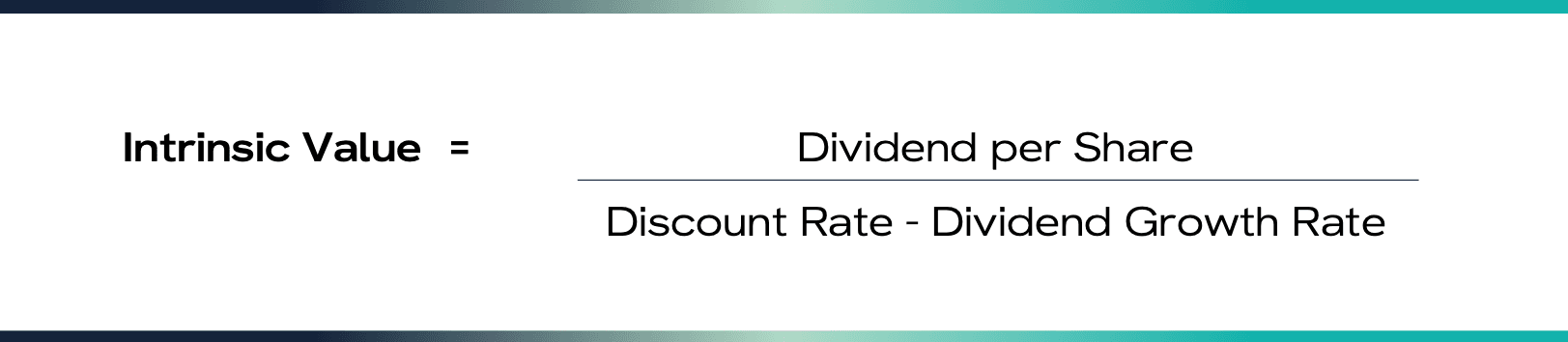 Intrinsic Value = Dividend per Share / (Discount Rate - Dividend Growth Rate)